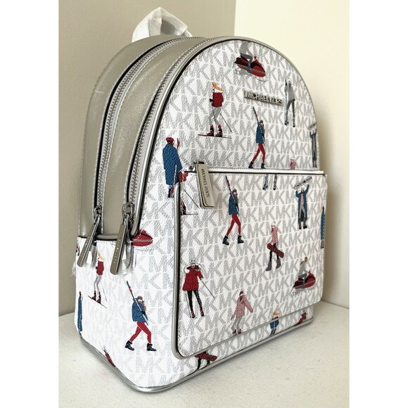 New Michael Kors Jet Set Girls Adina Medium Backpack Bright White Multi - Picture 2 of 6